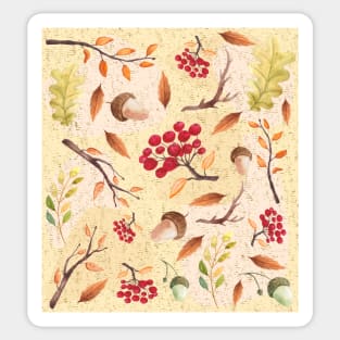 Autumn Leaves Acorn Pattern Sticker